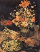 Georg Flegel Still Life with Flowers and Food oil painting on canvas